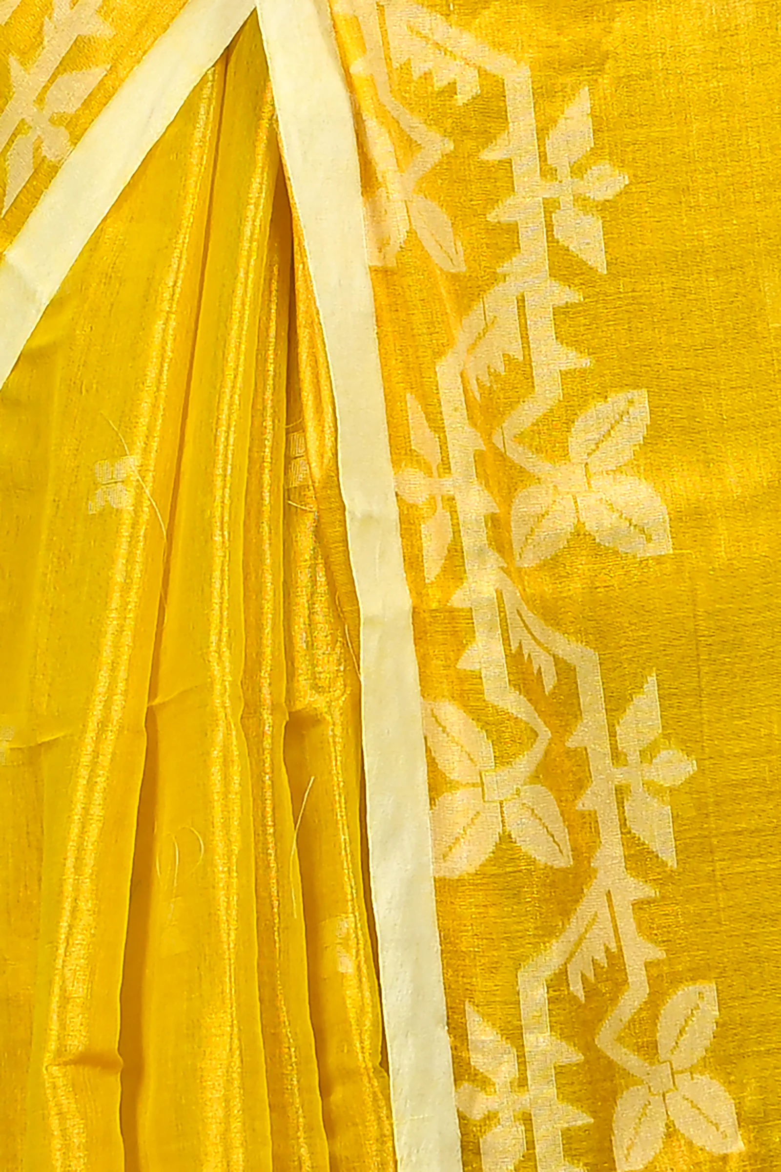 Yellow Cotton Silk Parashar Tissue Jamdani Saree (290)